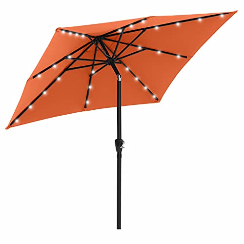 Image of ABCCANOPY Square Solar Led Patio Umbrellas 7.5FT x 7.5FT (Orange)