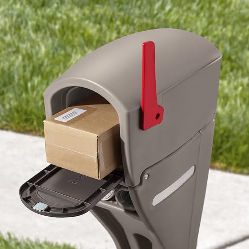 Step2 Mailmaster Streamline Mailbox & Post, Weather Resistant, Large Outdoor Mailboxes, Made of Durable Plastic, Easy to Install, Flag Included, Mocha by Step2 - Image 2