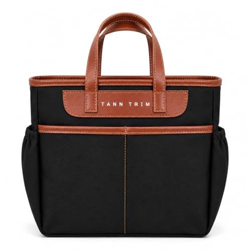 Image of TANN TRIM Insulated Lunch Tote Bag for Men & Women, Black, Leakproof with Bottle Pockets, for Office, Travel & Picnic (Black)