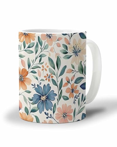 Bexnympi マグカップ キモチマグ コーヒーカップ 350m 電子レンジ 軽い 植物 青 花柄 葉 食洗器対応 贈り物 プレゼント