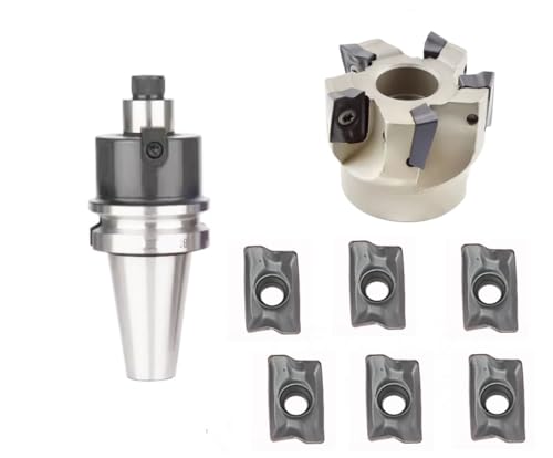 Flat milling Cutter Set, BT30-FMB22-60+AP17-50-22-4T. Milling Diameter 50mm, 4 Edges. Install Inner Hole 22mm. Comes with 30pcs milling Inserts APKT170508PDER-EM