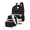 3 stcs meisjes rugzak set canvas dots daypacks waterdichte verstelbare schooltassen zwart terug naar schoolbenodigdheden
