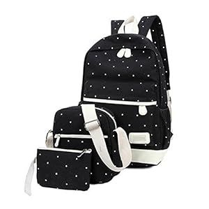 3 stcs meisjes rugzak set canvas dots daypacks waterdichte verstelbare schooltassen zwart terug naar schoolbenodigdheden