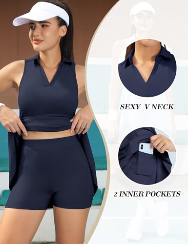 Fengbay Tennis Dress for Women,Golf Dresses with Built in Shorts with 4 Pockets for Sleeveless Athletic Workout Dress4