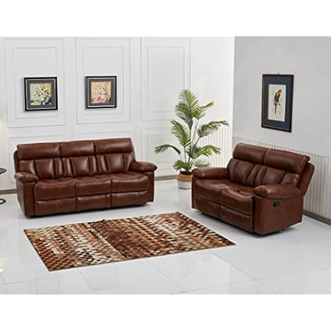 Betsy Furniture Bonded Leather Reclining Couch Sofa Set, Living Room Set (Orange, Sofa+Loveseat) Cover