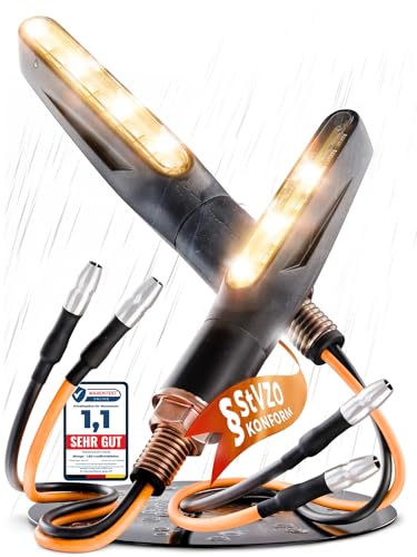 Binego 4x LED Blinker Motorrad E Geprüft mit Lauflicht LED | Universelle Mini Blinker Moped Zubehör | StVZO konform (2er Set)
