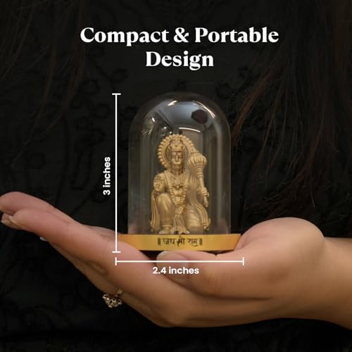 Image of Astrotalk Resin Sankat Mochan Hanuman Murti | Hanuman Idol for Car, Home, & Mandir | Removes Obstacles, Brings Peace & Protection | 3D Printed Hanuman Ji Ki Murti in Borosilicate Dome, Gold