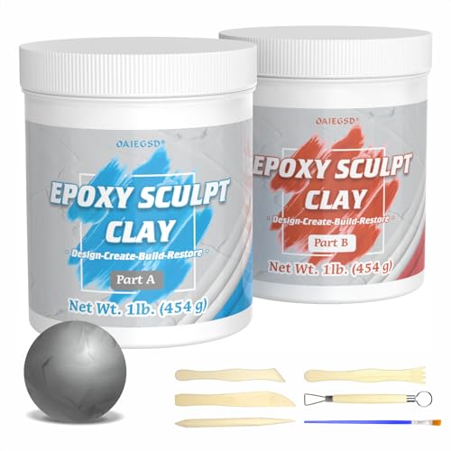 2 Pound Natural Epoxy Putty Sculpt Clay, 2 Part (A & B) Modeling Compound for Sculpting, Modeling, Building, Repairing, Self-Hardening Epoxy Clay Easily Repairs Metal, Wood, Tile, Ceramics, Plastic