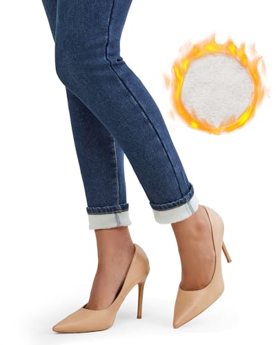 LookbookStore Fleece Lined Jeans for Women High Waisted Skinny Sherpa Jeans Winter Jeggings Warm Denim Pants Trousers2