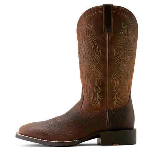 Ariat Men's Sport Rustler Toffee Hippo Print Vamp 13in Rich Oak Top2