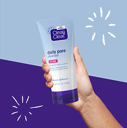 Clean & Clear Daily Pore Face Cleanser, Oil-Free Acne Face Wash For Normal, Oily & Combination Skin, 5.5 Oz #TOP3