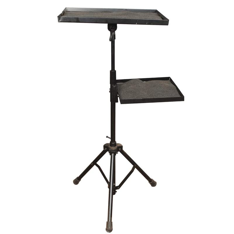 Vilro Universal Laptop and Projector Floor Stand with Two Holding Tray 4-6 Feet Adjustable (Upper Tray is Tiltable, Color : Black)