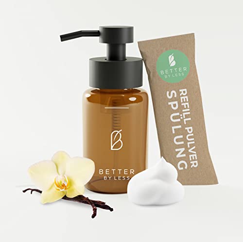 Better by Less nachhaltige Spülung Conditioner Haarpflege ohne Plastik im Schaum-Pumpspender - refill vegan tierversuchsfrei Vanille Pflegeschaum (braune Glasflasche & schwarzer Pumpkopf) Cover