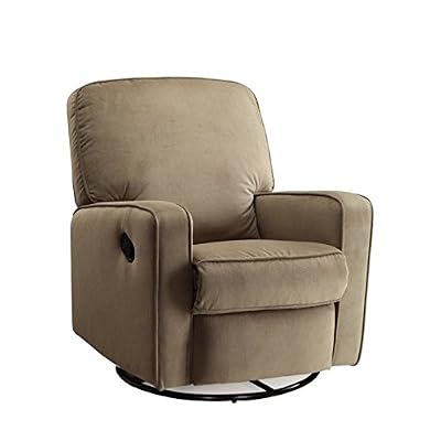 Pemberly Row Fabric Swivel Glider Recliner in Beige