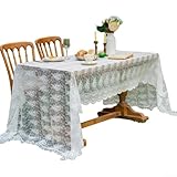 Gdfnmogo Weiße Spitzentischdecke mit 3D-Stickerei für Hochzeitstischdekoration, elegantes Leinen für Hochzeitsorte und Standeinrichtungen (40 x 100 cm + Kugel)