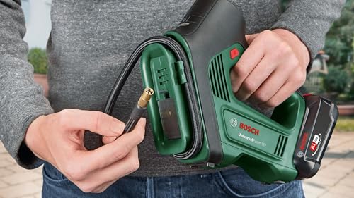 Bosch Pompe à air électrique et compresseur d'air UniversalPump 18V (sans Batterie, système 18 Volts, pour Les pneus de Voiture, de Moto et de vélo, 150 PSI, 10,3 Bars, Emballage en Carton)