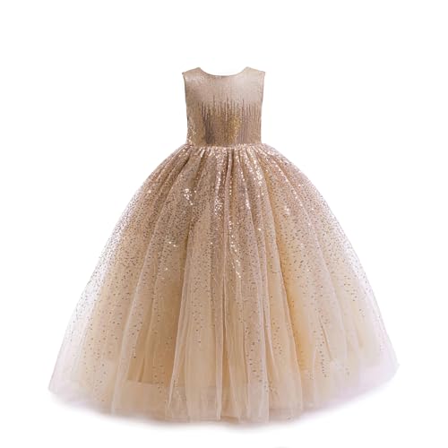 Flower Girls Sequin Dress Bridesmaid Sparkle Formal Wedding Party Birthday Kids Pageant Princess Prom Ball Gown