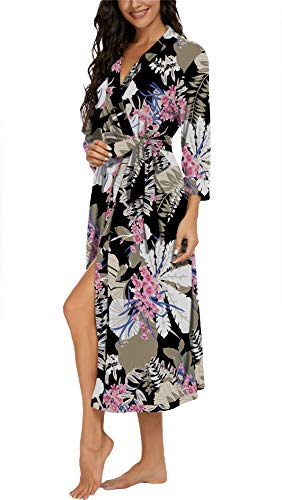 Image of VINTATRE Women Robes Long Knit Bathrobe Lightweight Soft Bath Robe with Pockets