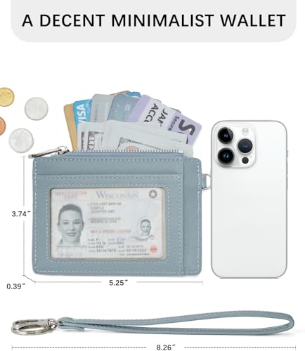 Image of VOGARD Small Wallet for Women RFID Leather Credit Card Holder Slim Wristlet Keychain Wallet with Zipper Pocket (Blue)