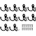 LUCY WEI 10 Pcs Ganci Appendiabiti Doppio, Gancio Vintage in Lega di Zinco Nero per Cappelli, Sciarpe, Borse, Asciugamani; Gancio Parete con Viti