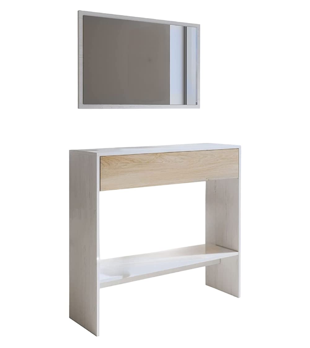 Home Heavenly® - Recibidor con Espejo Darcy, Mueble de Entrada con cajón y Estante. 91,5x85x37,9 cm. (Andersen - Puccini)