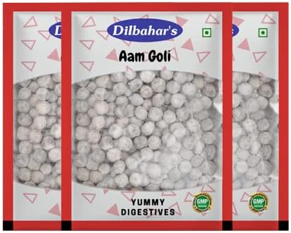 DILBAHAR'S Aam Goli Pack Of 3|Aam Pachak Chatpati Goli|Digestive Goli Pachak|Mukhwas Mouth Freshener|Aam Pachak Churan Goli|Churan Digestive Mouth Freshener Mukhwas|After-Meal Treat,400 Grams,Mango