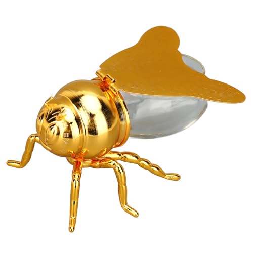 Asixxsix Tarro de Miel, Tarro de Miel Decorativo en Forma de Abeja con Cuchara, Recipiente Pequeño para Miel, Jarabes, Condimentos, Aceite, Alimentos para el Desayuno, Postres y té (Gold)