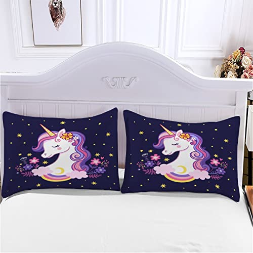 MOUPL 100% Mikrofaser Bettwäsche-Sets 135x200 2teilig 3D Motiv Kawaii Cartoon Einhorn Kinderbettwäsche mit Reißverschluss Weiche Warm Sommer Bettbezug mit Kissenbezug 80x80 cm für Jungen Mädchen - Image 5