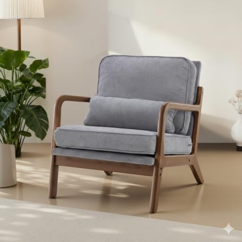 Simple Deluxe Mid-Century Modern Wood Accent Chair & Cozy Reading