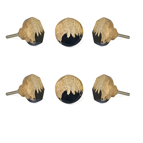 Perilla Home Set of 6 Vienna Knobs Kitchen Cabinet Cupboard Door Knobs Dresser Wardrobe and Drawer Pull (Black)
