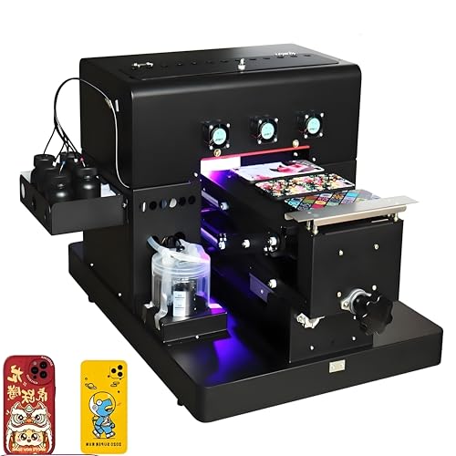Furvveerr Impresora A4 Ultravioleta Pequeña Impresora Multifuncion Laser Color A4 Impresora UV Semiautomático Impresoras de Tabletas,Negro,para Madera,PVC,Metal,Carcasa del Teléfono Móvil Impresión
