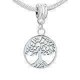 SEXY SPARKLES Family Tree Dangle Charm Beads for Snake Chain Charm Bracelet