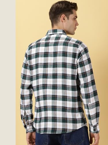 Image of Thomas Scott Men's | Checks | Full Sleeve | Regular Fit | 100% Cotton | Double Pocket | Spread Collar | Casual Shirt