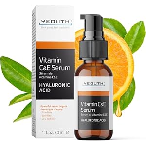 YEOUTH Vitamin C Face Serum with Hyaluronic Acid, Hydrating Vitamin C Serum for Face, Facial Serums Targets the Appearance of Dull Spots 1oz