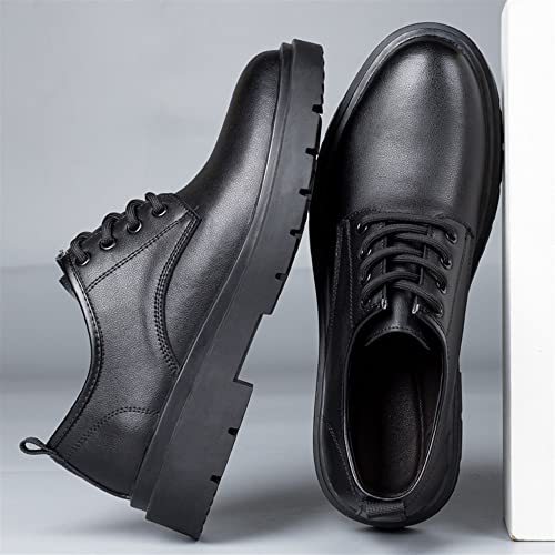 Formal Shoes for Men Lace Up Derby Shoes PU Leather Round Toe Block Heel Resistant Non Slip Business4