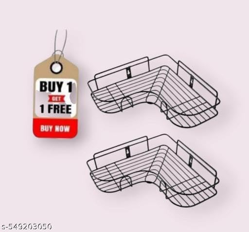 (Pack of 2) Multipurpose Self-Adhesive Kitchen Bathroom Corner Rack and Stands Mounted with Strong Magic Sticker Durable Hook Home Essentials/LCORNER/Bathroom Corner 2PIS 2