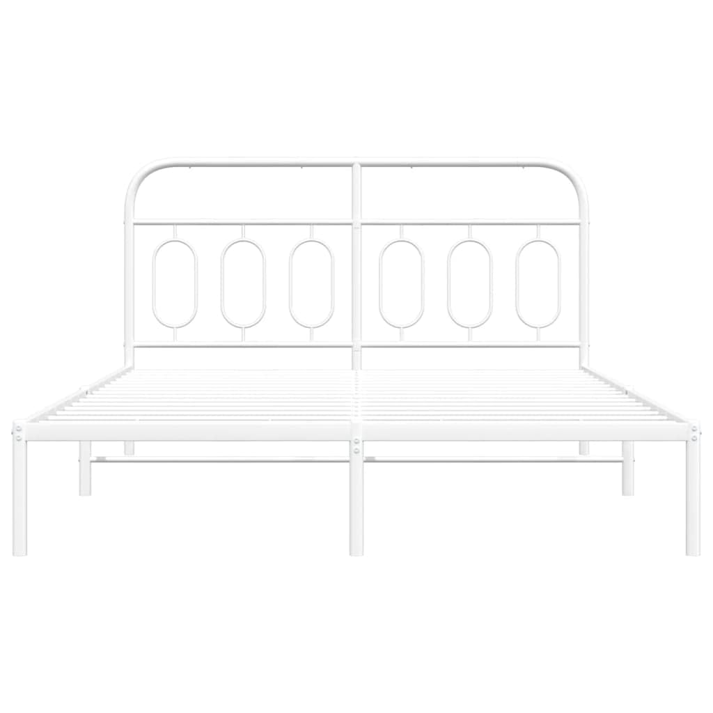 Lits et accessoires, lits et cadres de lit, cadre de lit en métal avec tête de lit, blanc, 135 x 190 cm, lit double