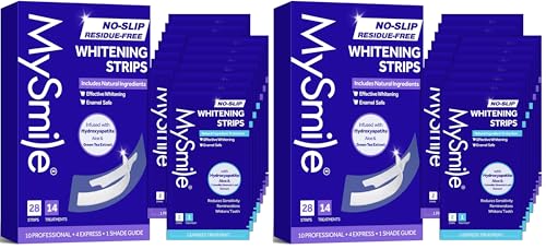 Image of MySmile Teeth Whitening Strips, Hydroxyapatite-Infuse White Strips, Non-Sensitive Teeth Whitening with Soothing Natural Ingredients, Enamel-Safe, Residue-Free, Non-Slip, 14 Treatments Kit (Pack of 2)
