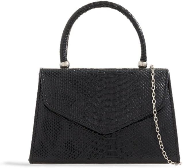 Craze London Womens Classic Clutch Bag Ladies Top Handle Wedding Prom Party Clutch Shoulder Handbag Matching Colors(Black)