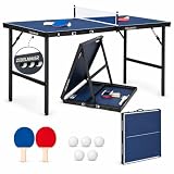 Zedelmaier Tischtennisplatte Mini, Klappbarer Tischtennistisch klein, Blau
