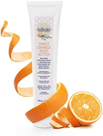Infinite natural skincare Sweet Orange Body Butter - Daily Body Moisturizer for Dry Skin with Shea Butter, Vitamins E & C, and Cocoa Butter, Infused With Japanese Green Tea to Help Hydrate Dry Skin