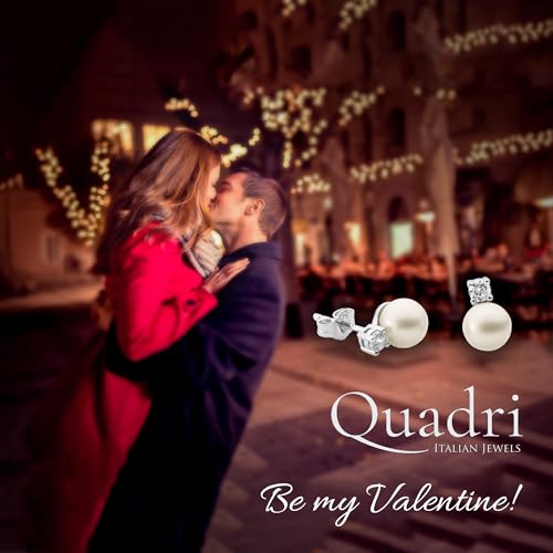 QUADRI-Pendientes-de-Perlas-y-Circonitas-para-Mujer-en-Plata-925-Perlas-Cultivadas-de-Agua-Dulce-Blancas-Redondas-de-7mm-Caja-de-Regalo-Incluida