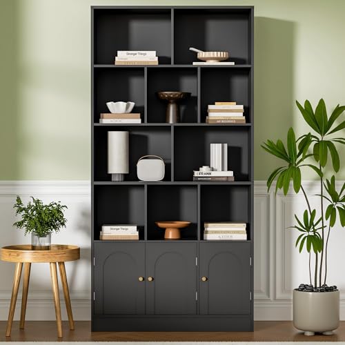 Housoul 71" Tall Bookshelf with 10 Cubes and 3 Doors,