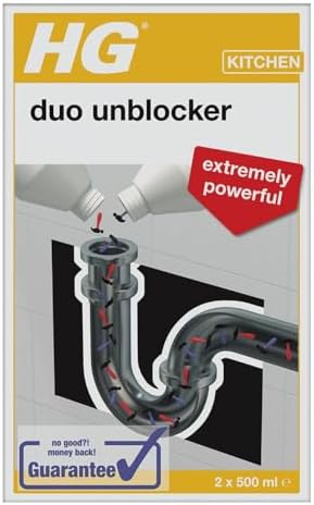 HG 343100106 Duo Unblocker 1L - Extremely Powerful by Unique 2-component Technology - For Unblocking Persistent Blockages in Drains