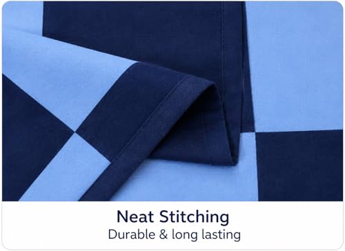 Image of Single Bed Dohar Navy & Light Blue Checkered | Lightweight Summer Quilt | Cotton AC Blanket | Breathable All Season Comforter | Skin Friendly Bed Cover