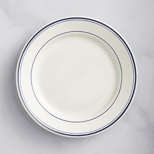 Glownary 9 Inch Ivory Stoneware Wide Rim Plate with Blue Band, Round Dinner Plates, Dishwasher Safe, Oven Safe, Microwave Safe, 24 per Case Glownary 9 Inch Ivory Stoneware Wide Rim Plate with Blue Band, Round Dinner Plates, Dishwasher Safe, Oven Safe, Microwave Safe, 24 per Case