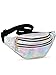 LIVACASA Sac Banane Femme Homme Unisexe à Effet Holographique Sac Ville Iperméable Multi-Poches Sacoche de Ceinture en PU Sac de Voyage Brillant pour Loisir ou Randonnée Argenté