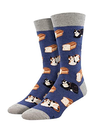 Socksmith Mens Cat Loaf Crew Socks Denim Heather