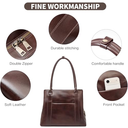 Image of LAORENTOU Women Crossbody Handbags Genuine Leather Satchel Handbags for Women Top-handle Shoulder Tote Purses