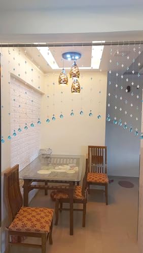 Image of K9L 10 String, Acrylic Bead and Drops, String Hanging Crystal Curtain (10 String Suitable to 2.5 to 3 Feet Width) (SkyBlue)